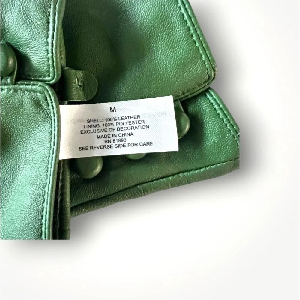 Gloves Leather Centigrade NWT Vintage Style 3 Button Detail Green Sz S Women's